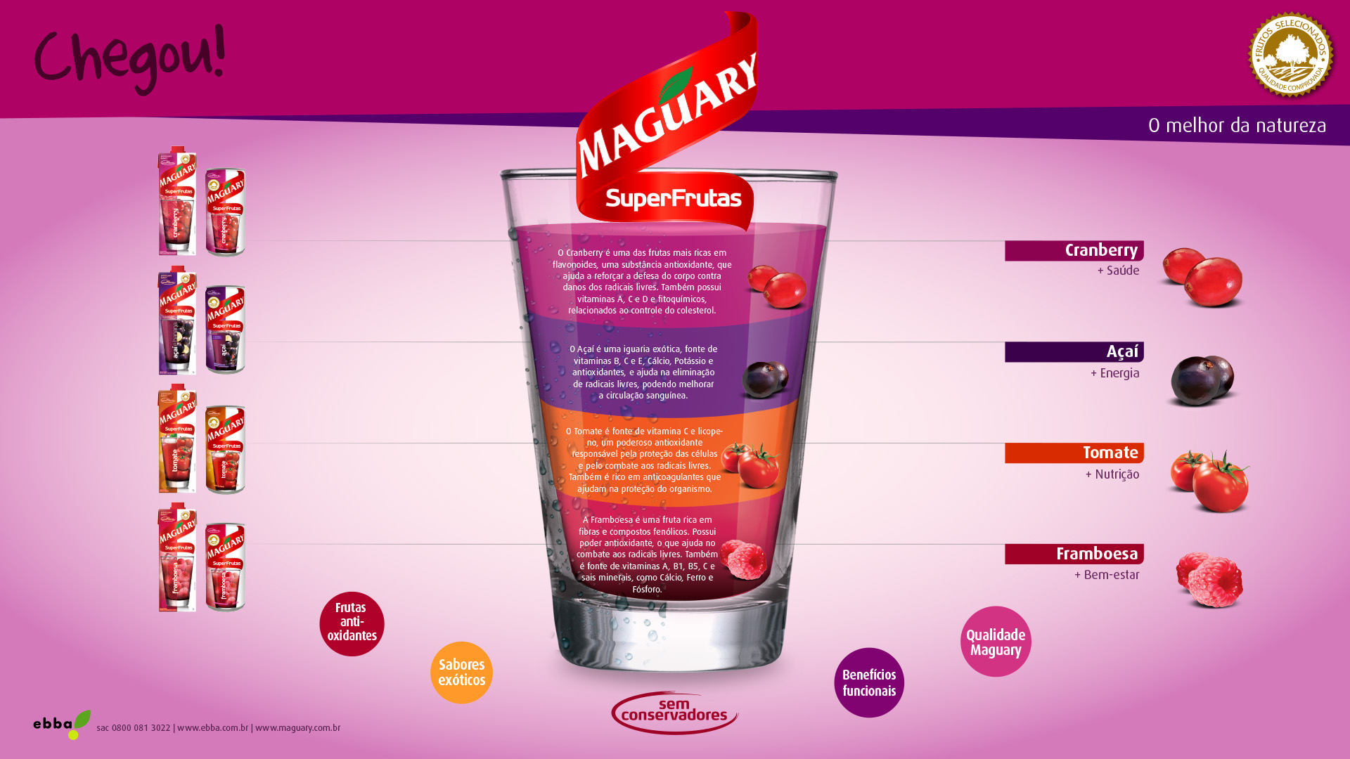 Imagem do key visual para press kit de lançamento de produtos SuperFrutas Maguary.