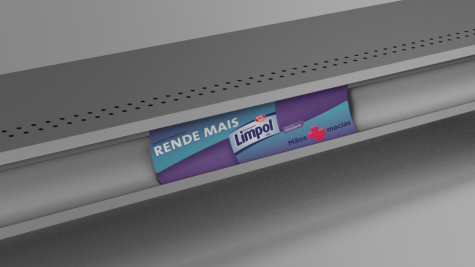 Imagem de faixa de gôndola Limpol do material para PDV Bombril.