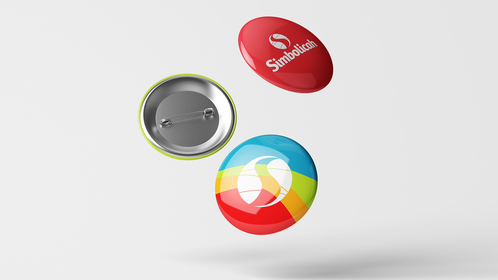 Imagem de bottons com identidade visual Simbolicah.