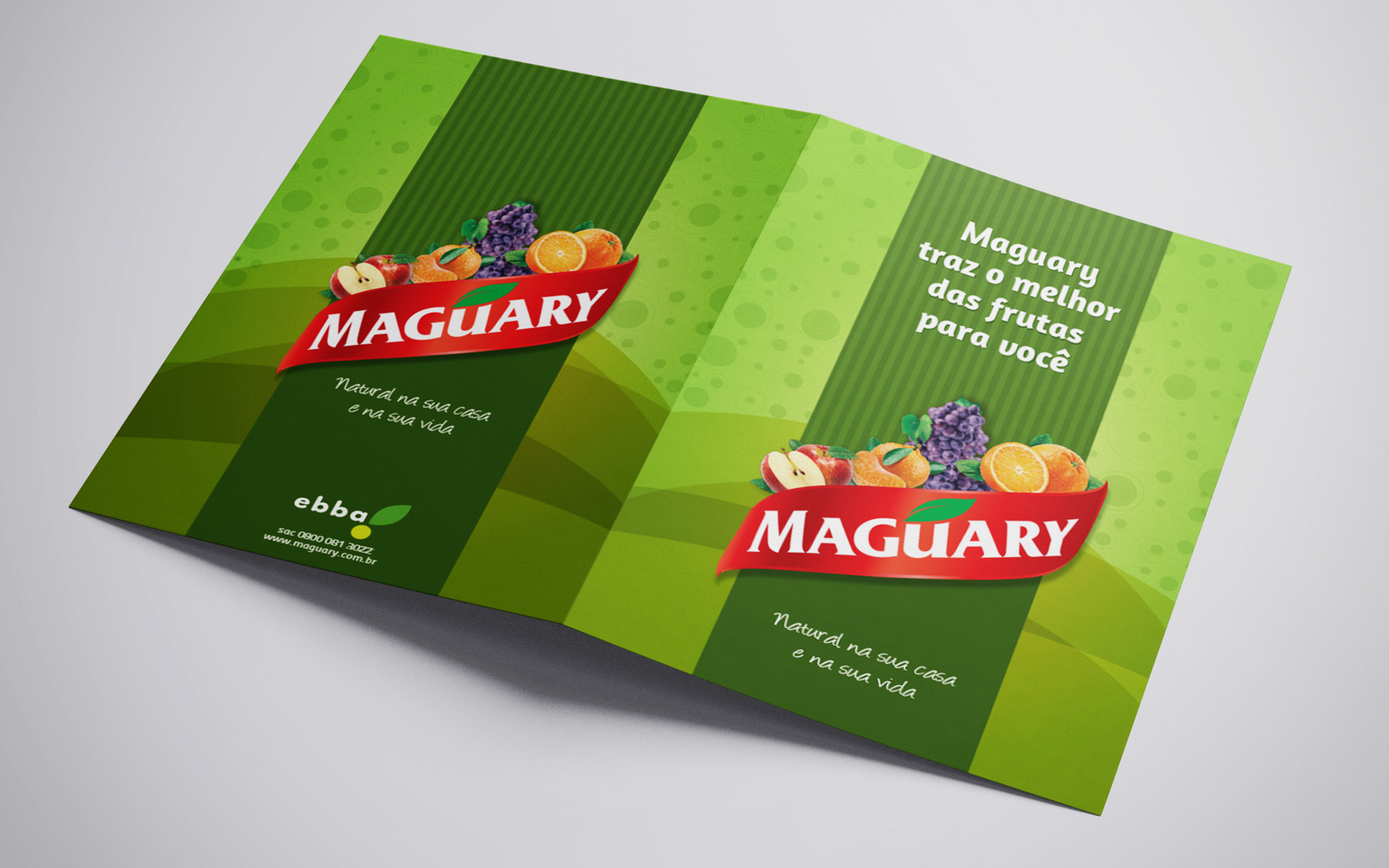 Imagem de folheto broadside para o press kit de lançamento de produtos Maguary.