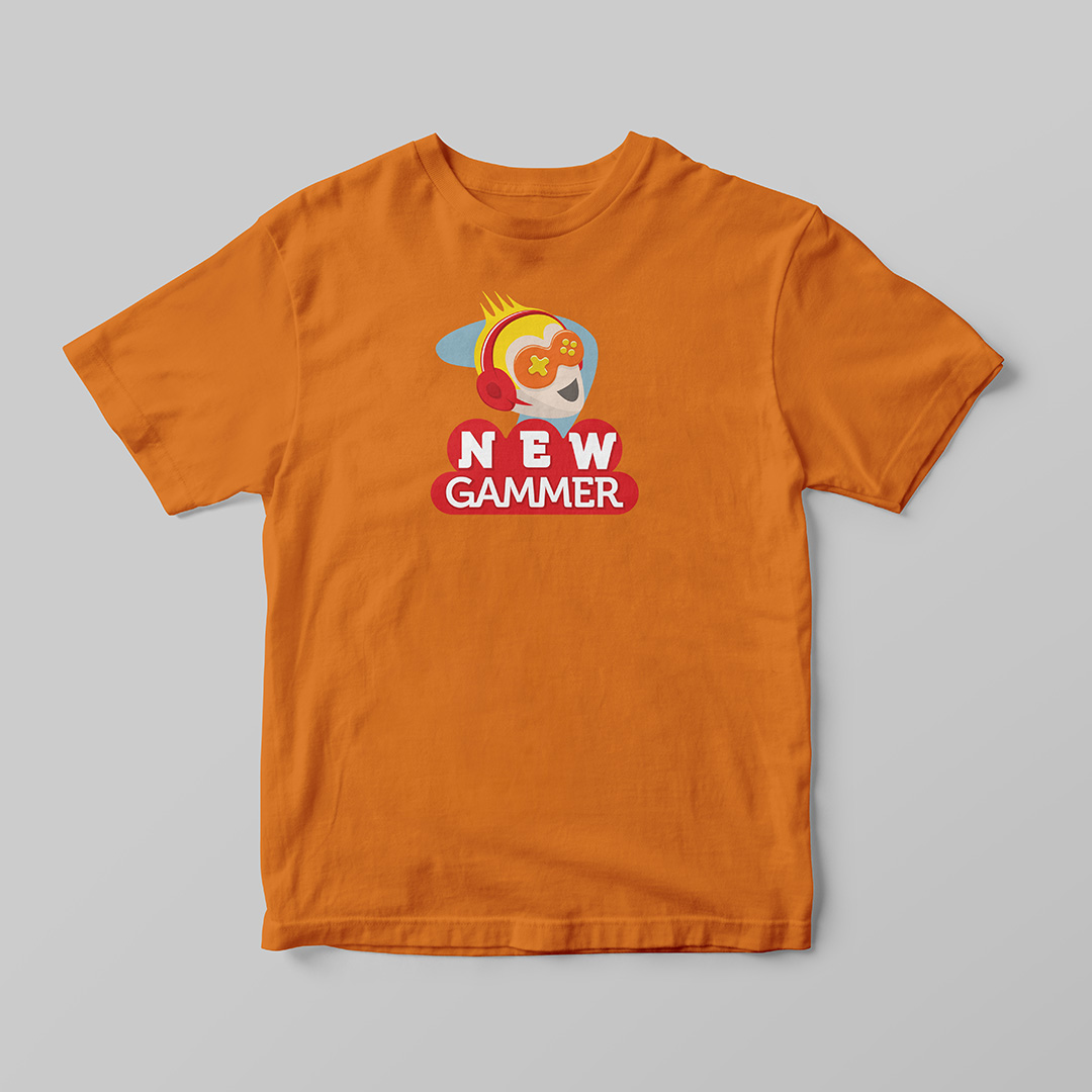Imagem de camiseta com o logotipo NewGammer estampado no peito.