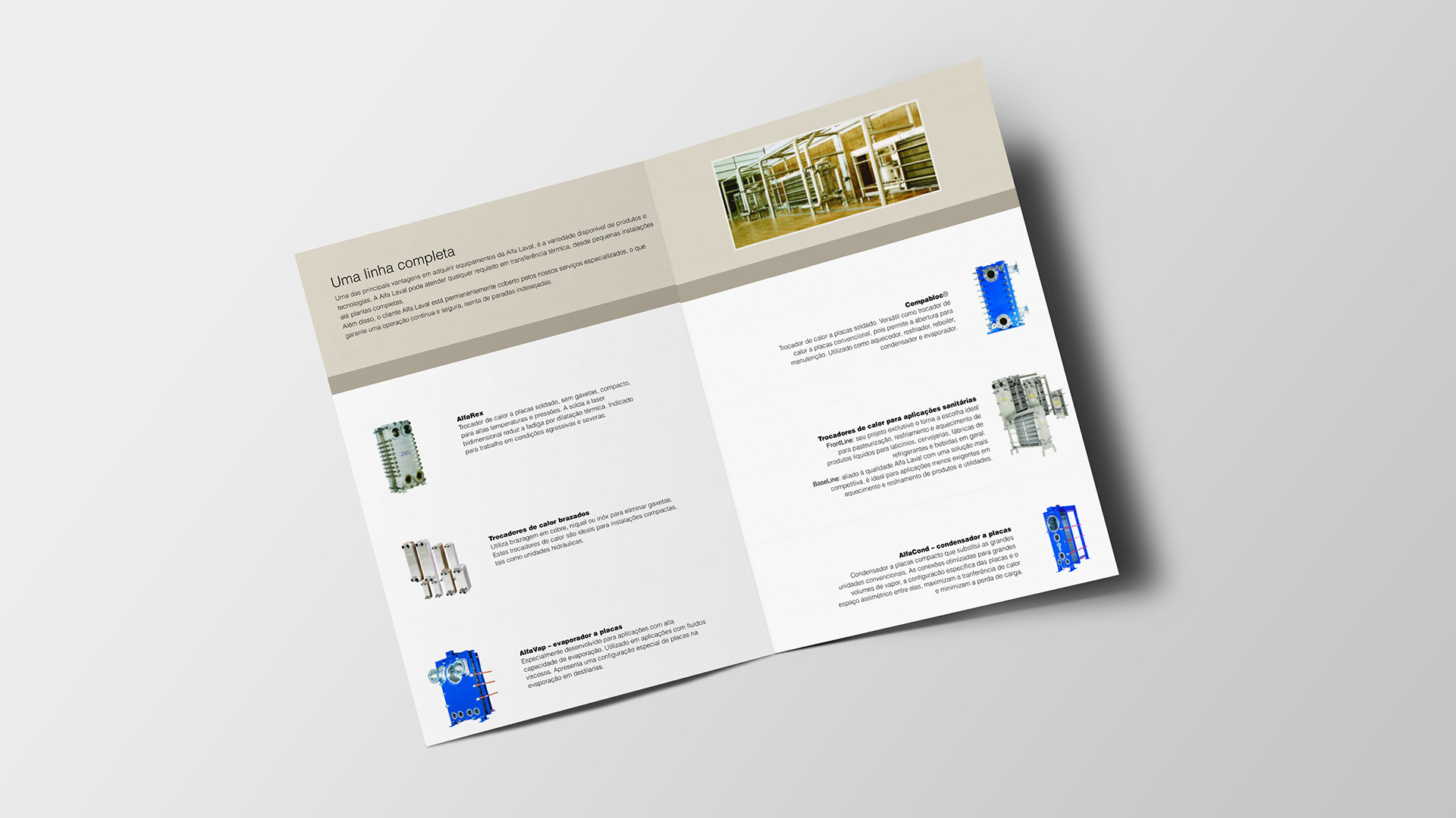 Imagem de catálogo comercial e técnico sobre Trocadores de Calor a Placas da Alfa Laval.