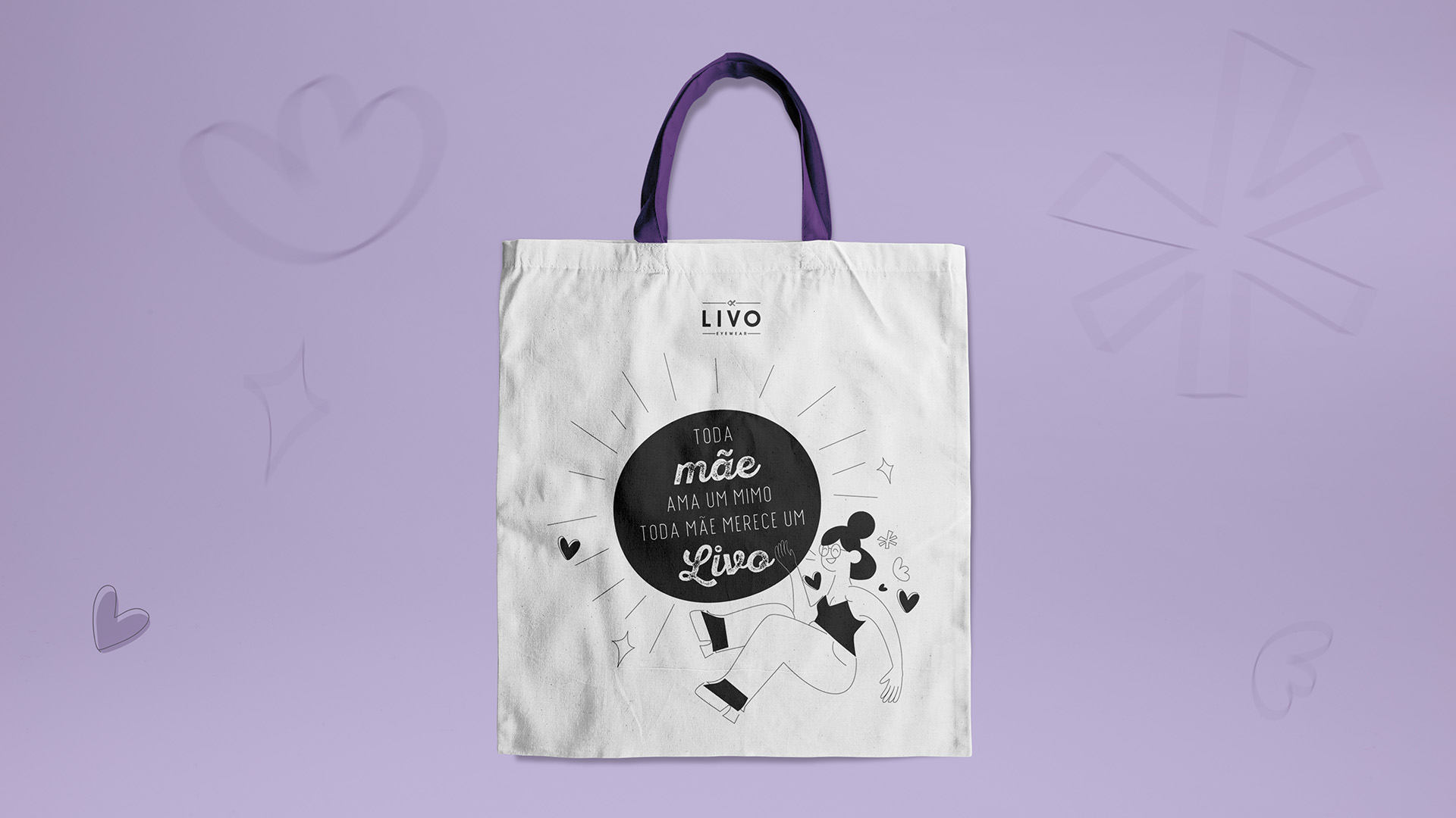 Imagem da sacola de tecido brinde da Campanha de Dia Das Mães LIVO.