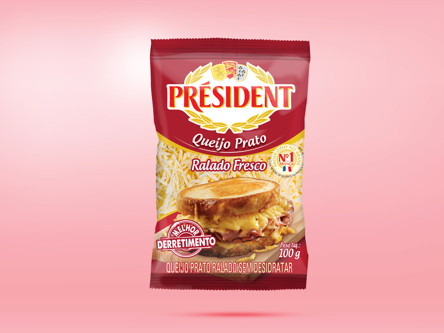 Imagem de embalagem de queijo ralado fresco Présidente Lactalis.