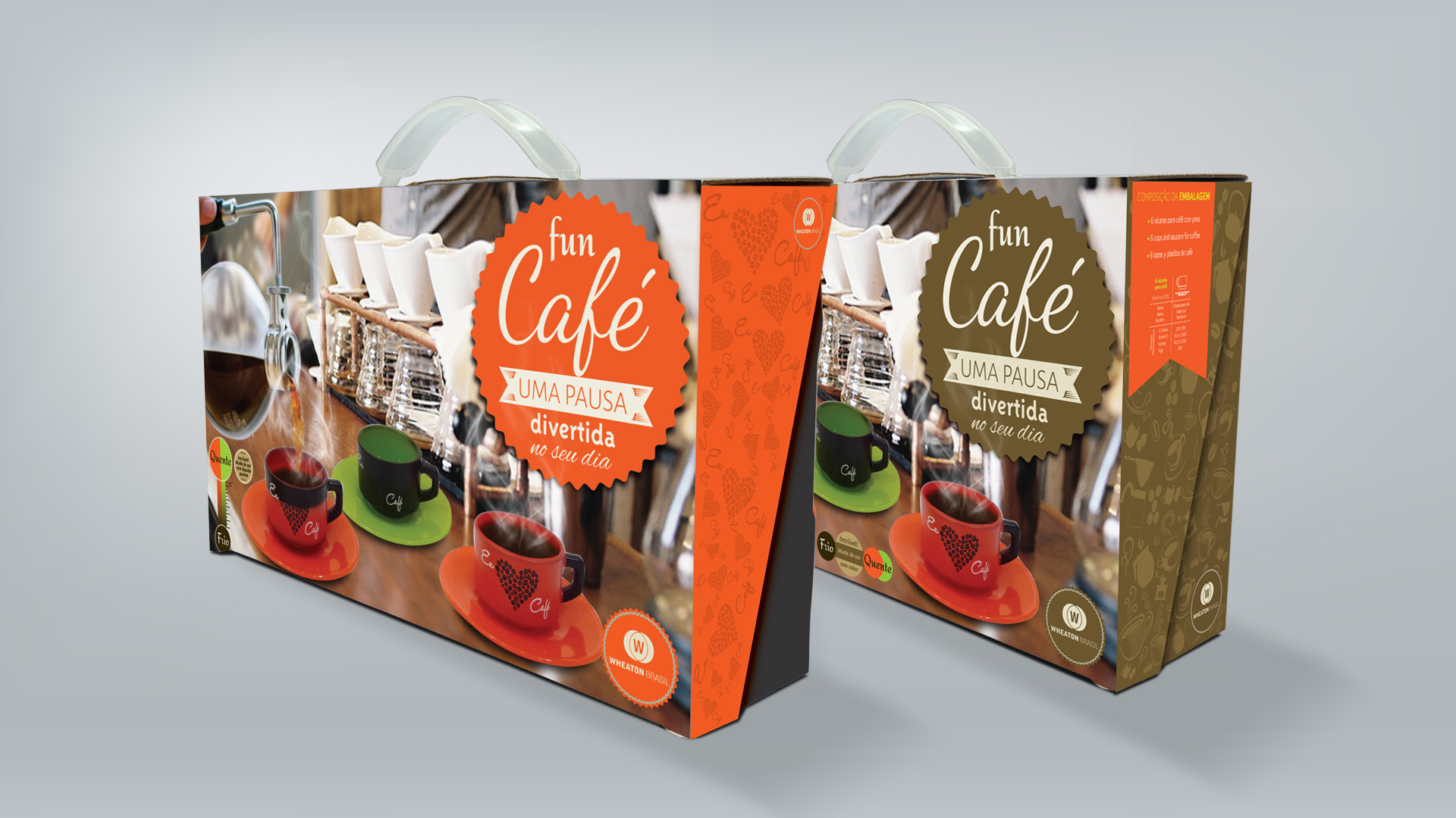 Imagem de maletinha sales kit para o lançamento da linha Fun Café Wheaton.
